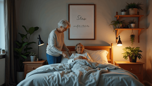 Senior couple preparing for restful sleep in a cozy bedroom highlighting sleep quality